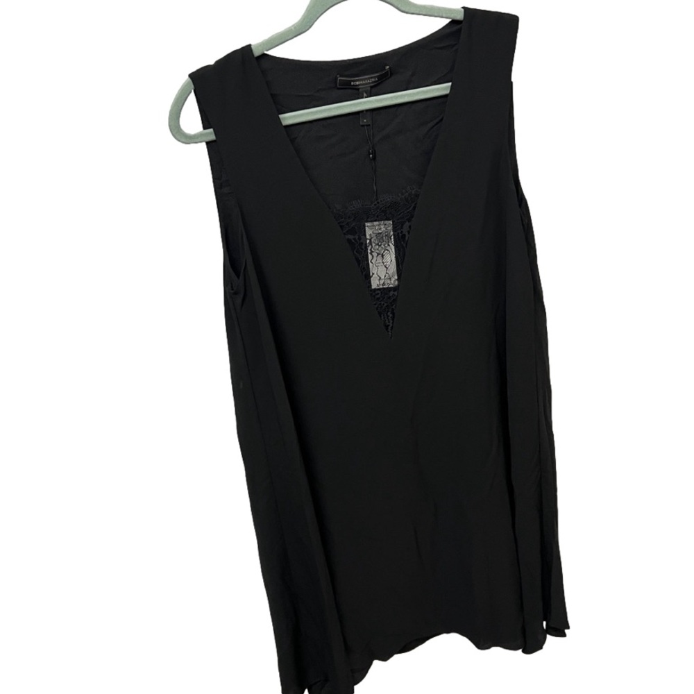 NWT BCBGMAXAZRIA “Alie” Black Dress with Lace V-neck size M
